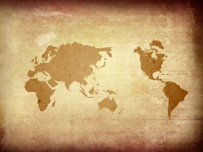 Fototapete Vintage Weltkarte mit Schatten