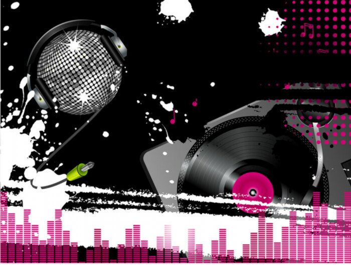 Fototapete Vinyl Discokugel und Musik