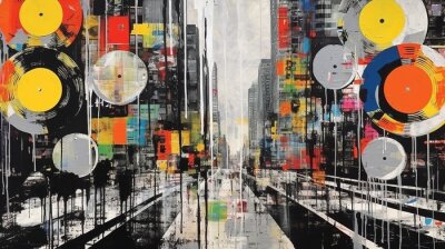 Fototapete Vinylplatten im Grunge-Stil