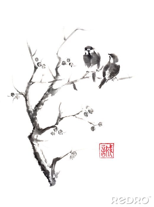 Fototapete Vögel im orientalischen Baum
