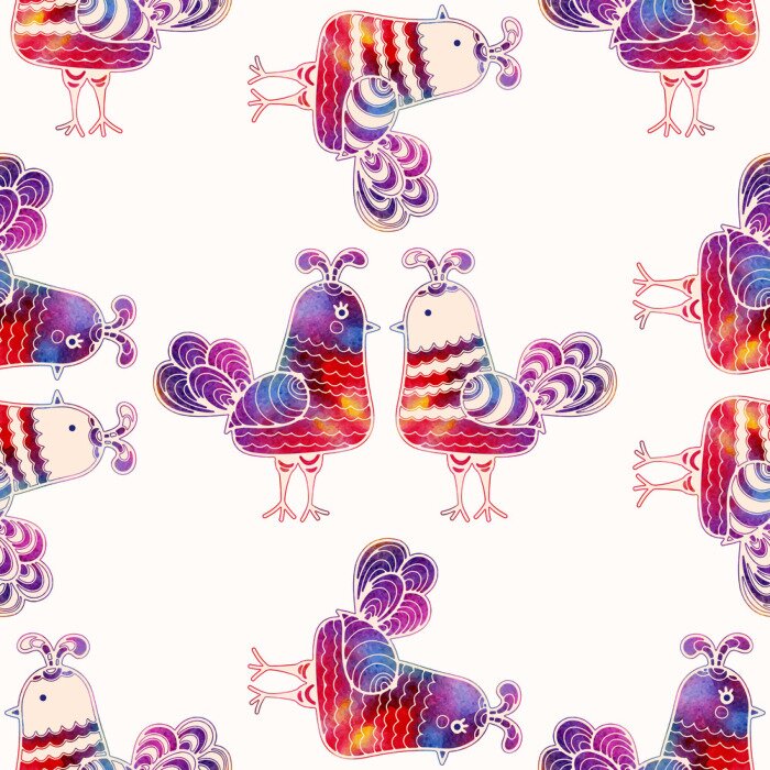 Fototapete Vögel in Violett- und Rosatönen