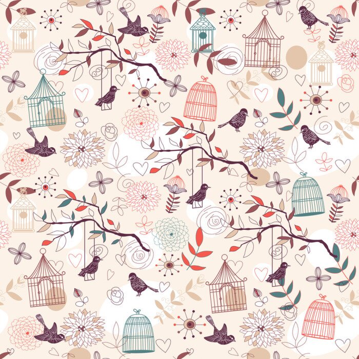 Fototapete Vögel Muster