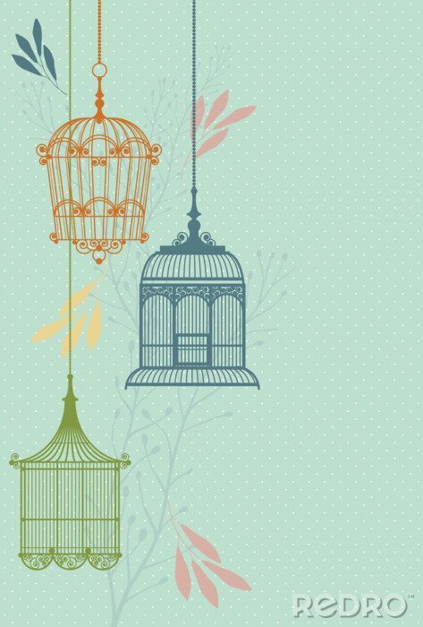 Fototapete Vogelkäfige für Mädchen
