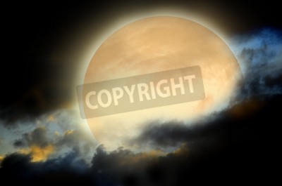 Fototapete Vollmond und Wolken