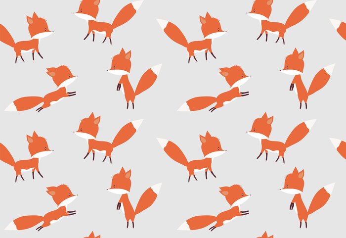 Fototapete Waldtiere auf grauem Hintergrund