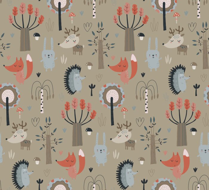 Fototapete Waldtiere im Herbst