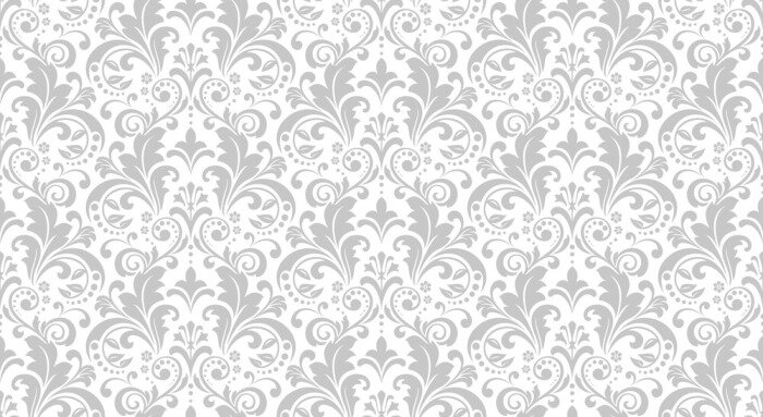 Fototapete Wallpaper in the style of Baroque. Seamless vector background. White and grey floral ornament. Graphic pattern for fabric, wallpaper, packaging. Ornate Damask flower ornament.