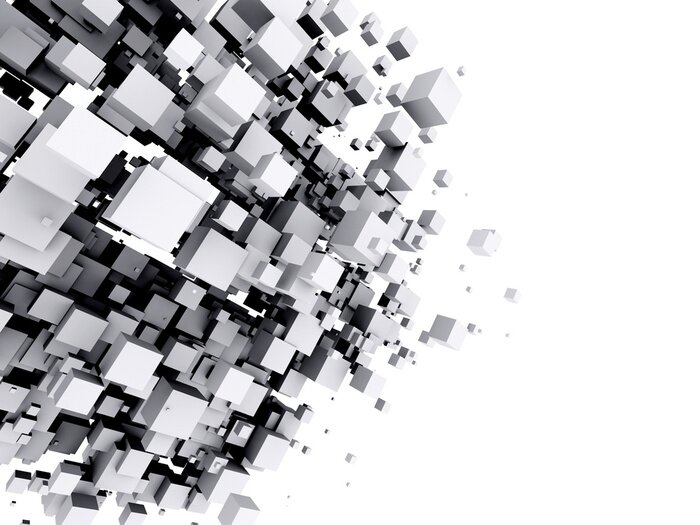 Fototapete Wand aus Kuben 3D