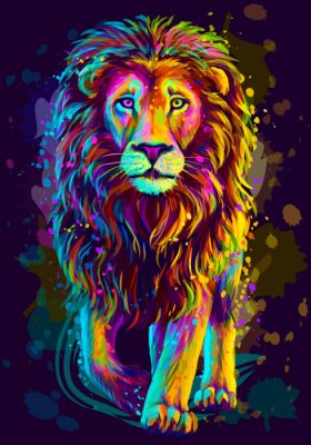 Wandernder Löwe in Regenbogenfarben