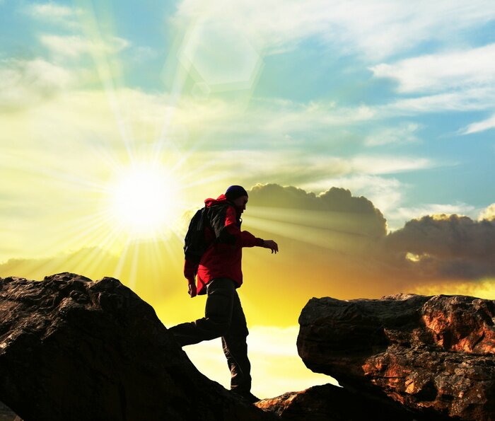 Fototapete Wanderung auf Berggipfeln
