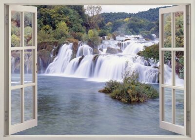 Fototapete Wasserfälle vor dem Fenster