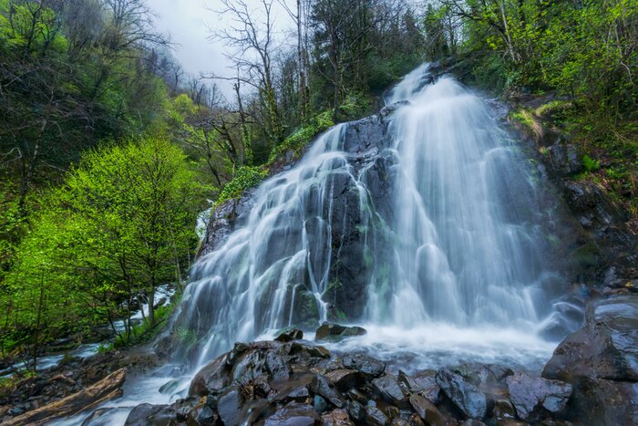 Fototapete Wasserfall am bewölkten Tag