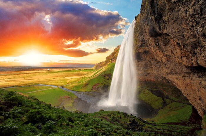 Fototapete Wasserfall, Island - Seljalandsfoss