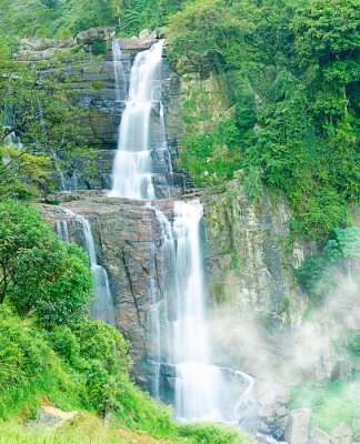 Fototapete Wasserfall und Grün