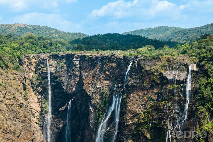 Fototapete Wasserfall und Waldlandschaft