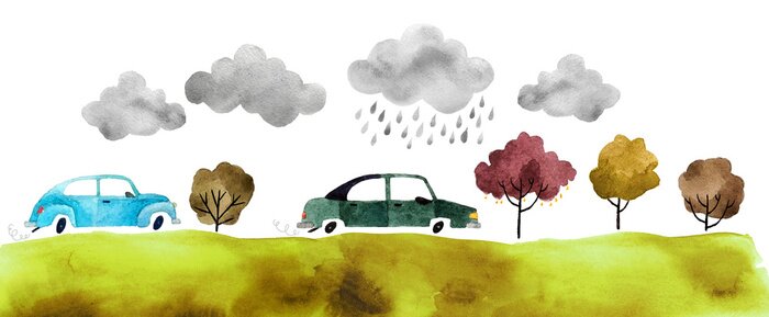 Fototapete Wasserfarben Autos