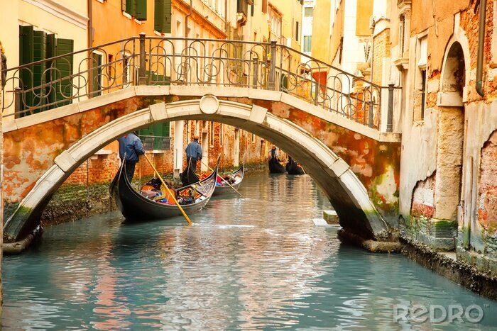 Fototapete Wassergass mit Brücke in Venedig