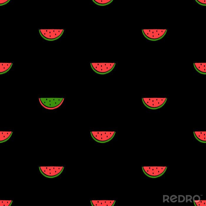 Fototapete Wassermelonenstücke auf schwarzem Hintergrund