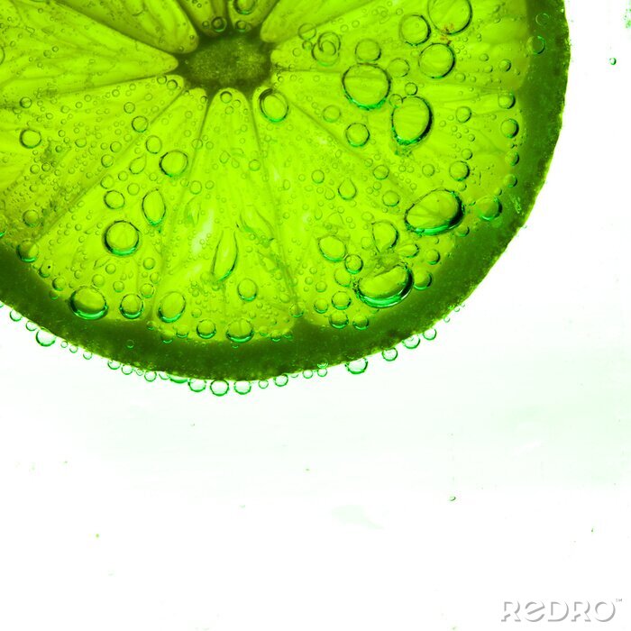Fototapete Wassertropfen auf Limone