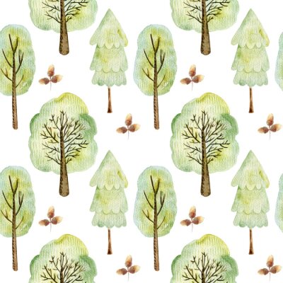 Tapete Watercolor forest pattern.