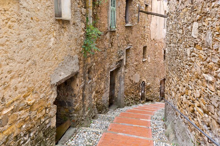 Fototapete Weg zwischen Häusern