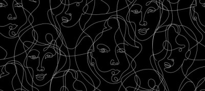 Fototapete Weibliche abstrakte Gesichter auf schwarzem Hintergrund