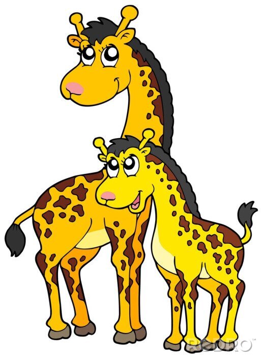 Fototapete Weibliche und Baby Giraffen