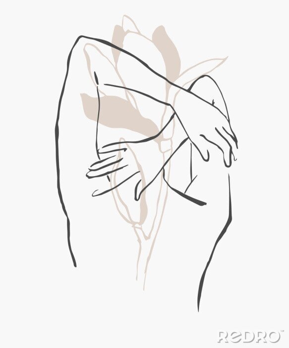 Fototapete Weiblicher Akt mit Pflanzenmotiv