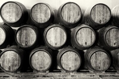 Fototapete Weinkeller in Schwarz und Weiß