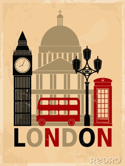 Fototapete Weinlese London Poster