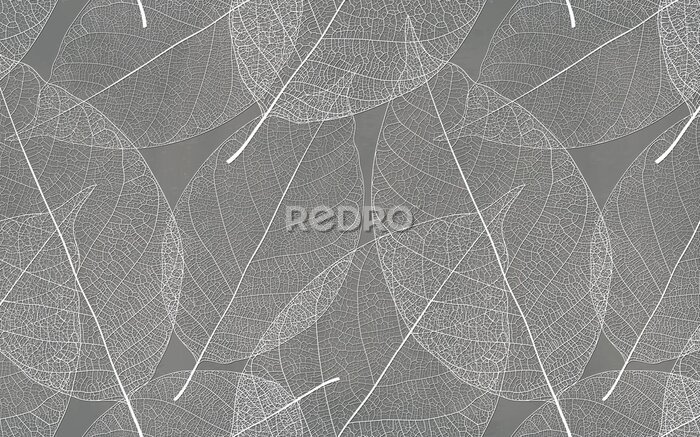Fototapete Weiße Blätter auf grauem Hintergrund