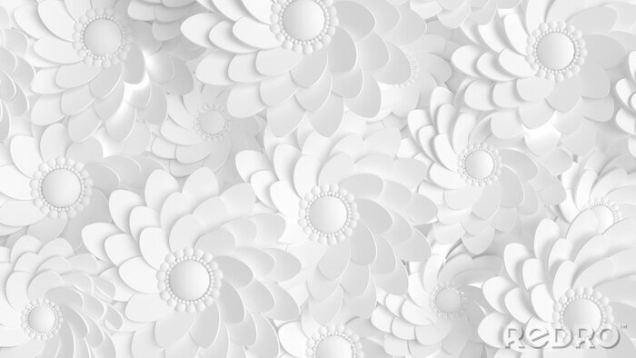 Fototapete Weiße Eleganz als 3D-Blumen