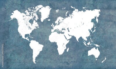 Fototapete Weiße Kontinente auf Weltkarte