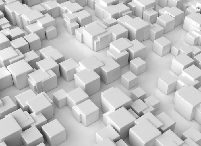 Fototapete Weiße Kuben 3D von oben gesehen