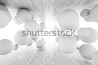 Fototapete Weiße Kugeln in einem 3D-Sonnentunnel
