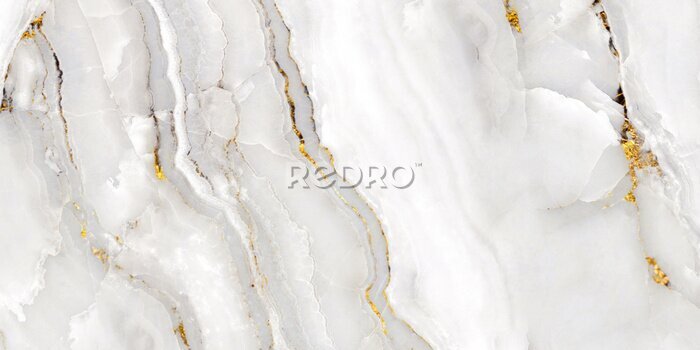 Fototapete Weiße Marmorstruktur mit goldenen Details