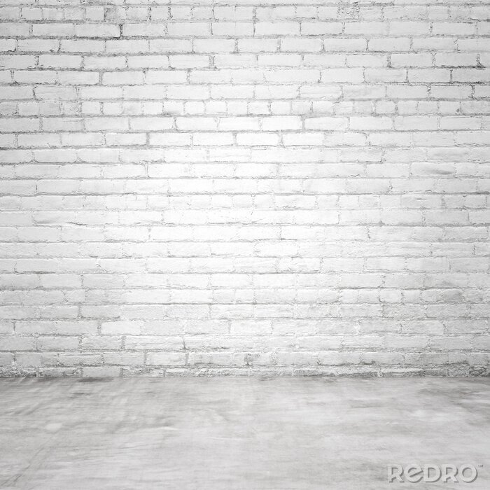 Fototapete Weiße Mauer bei Betonboden