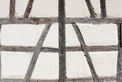 Fototapete Weiße Mauer mit hölzernen Balken