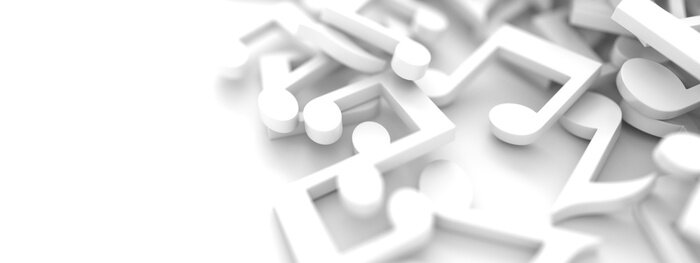 Fototapete Weiße Noten auf weißem Hintergrund