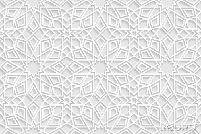 Fototapete Weiße und graue orientalische arabische Geometrie