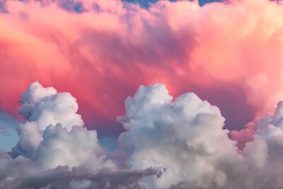 Fototapete Weiße und rosa Wolken