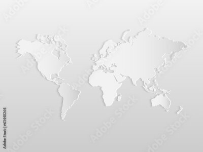 Fototapete Weiße Weltkarte auf grauem 3D-Hintergrund