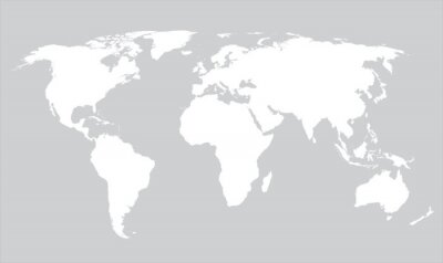 Weiße Weltkarte auf grauem Hintergrund