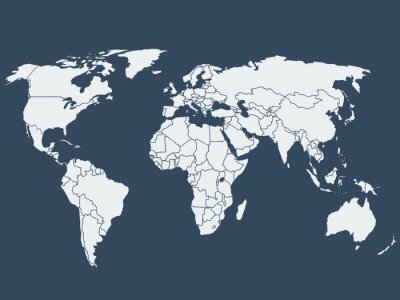 Fototapete Weiße Weltkarte vor dunkelblauen Hintergrund