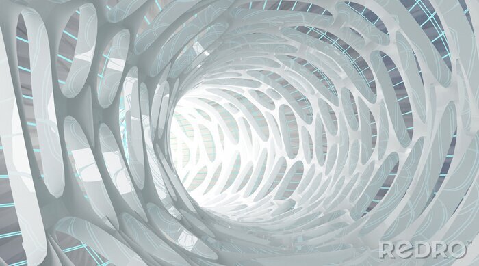 Fototapete Weißer abstrakter Tunnel mit Kreisen