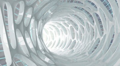 Fototapete Weißer abstrakter Tunnel mit Kreisen