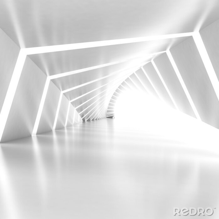 Fototapete Weißer futuristischer Tunnel
