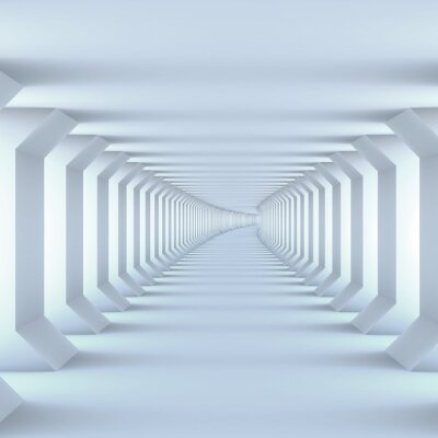 Fototapete Weißer futuristischer Tunnel mit Nischen