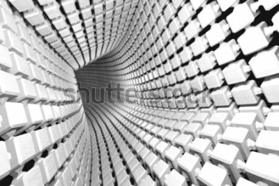 Fototapete Weißer geometrischer Tunnel 3D