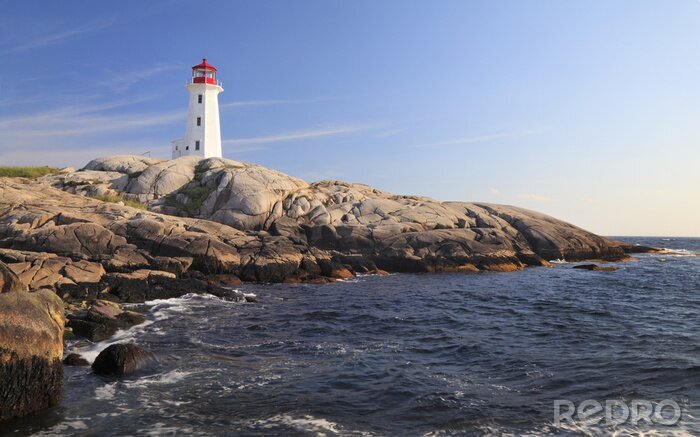 Fototapete Weißer Leuchtturm am Ozean